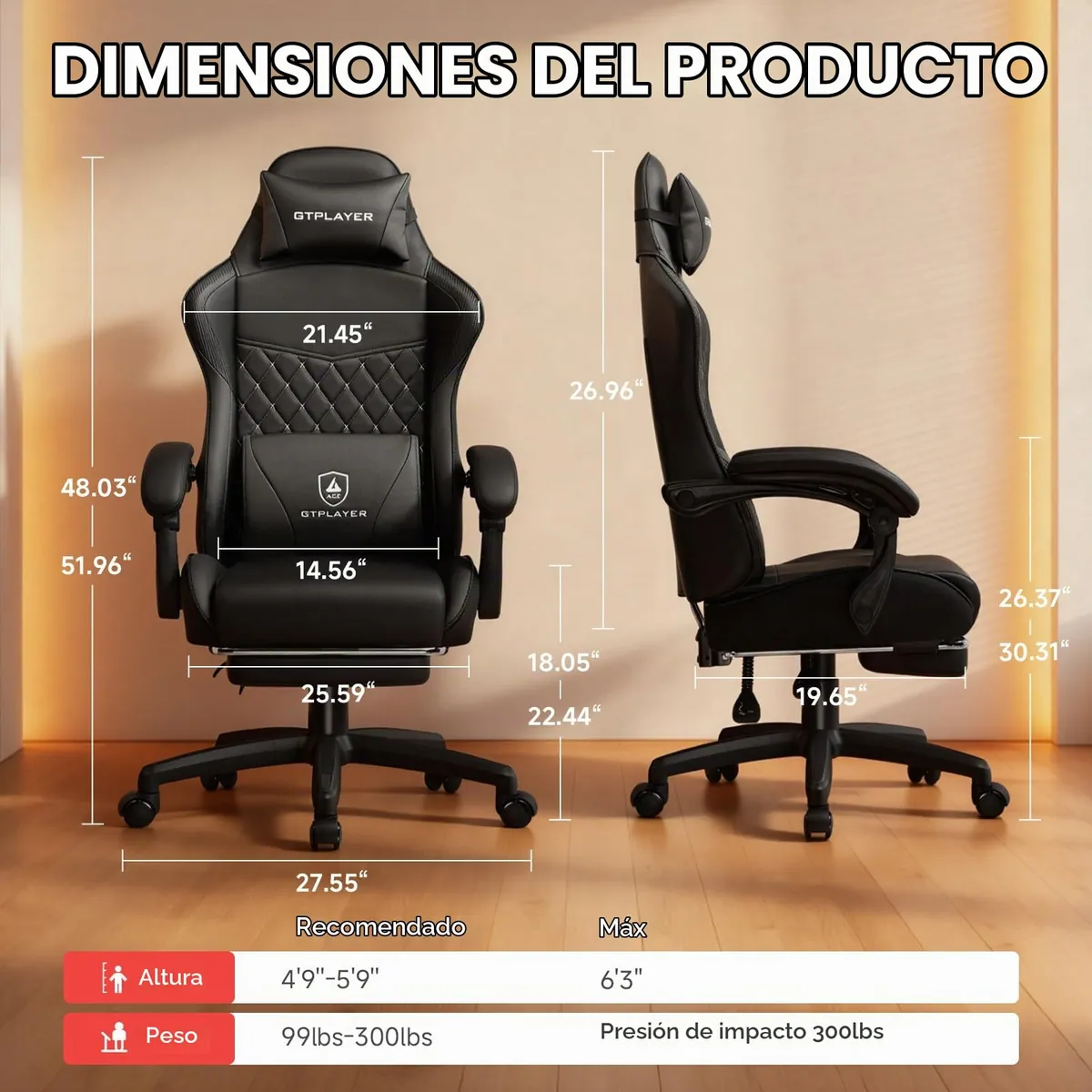 GTPLAYER Removable-Cover Gaming Chair 2
